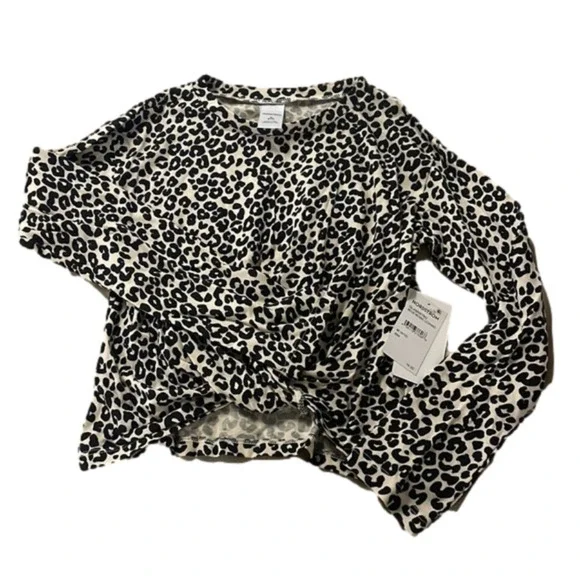 NORDSTROM girls long sleeve leopard print shirt size M NWT