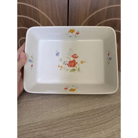 Vintage Hearthside Bake N Serve Multicolored Poppies Casserole Dish Japan 10x8