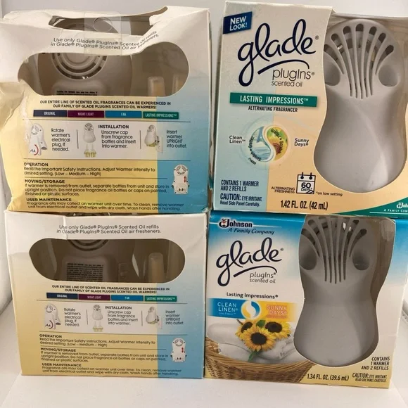 4) Glade Fan Powered Plug Ins Lasting Impressions Alternating DISCONTINUED