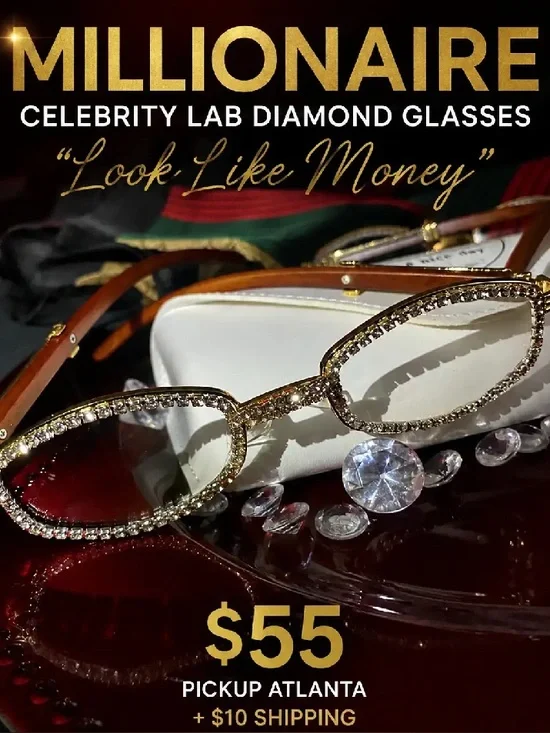 Millionaire Celebrity Lab Diamond Glasses - Gold Crystal Accent - Unbranded