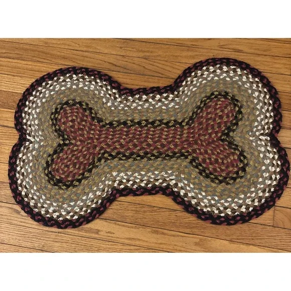 Burgundy Multi Colored‎ Dog Bone Shape Jute Braided Rug 18