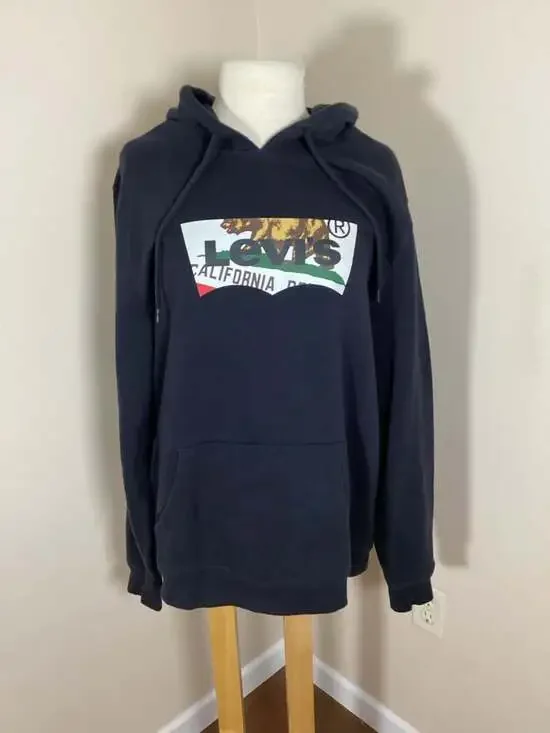 Levi's California Bear Graphic Hoodie Navy Blue Size Large