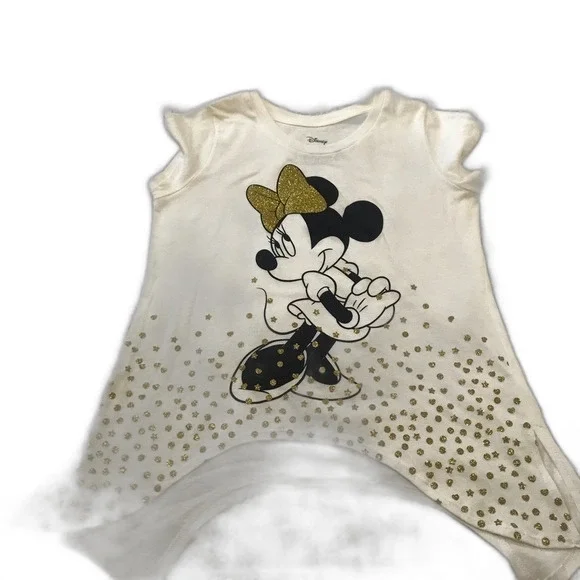 Disney kids cream short sleeve glitter Mini top size L disney mouse mickey