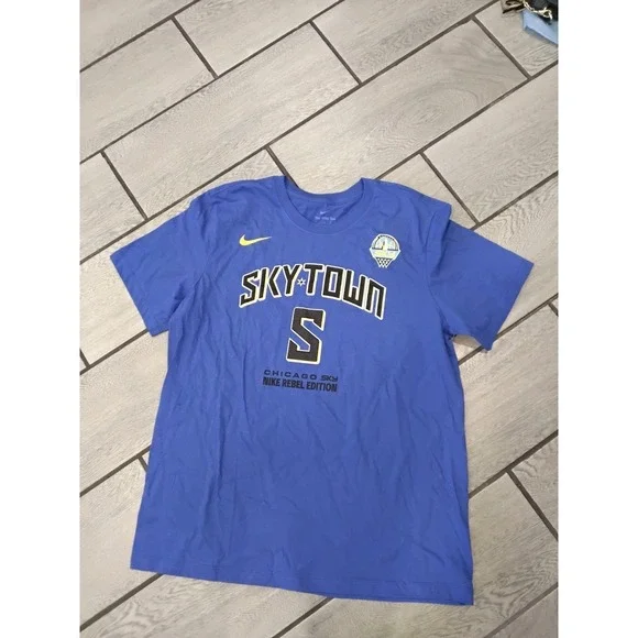 Nike Chicago Sky Reese Rebel Edition Kids T Shirt Blue Basketball Size 14 16