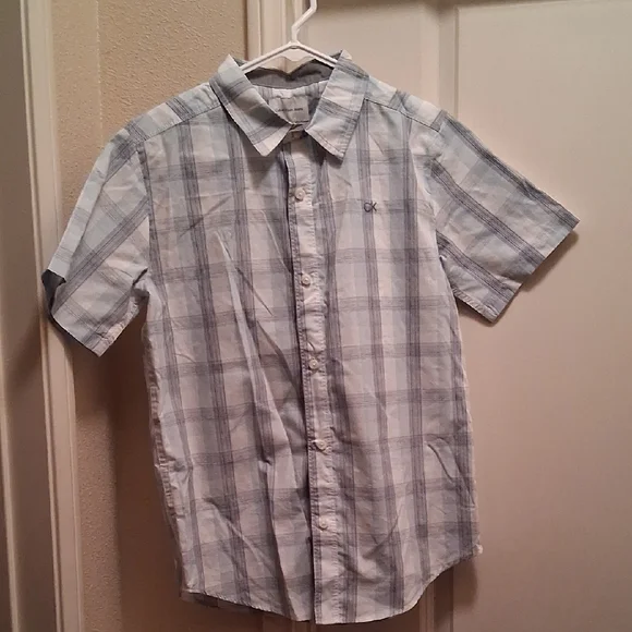 Calvin Klein Blue and White Casual Button Down Shirt
