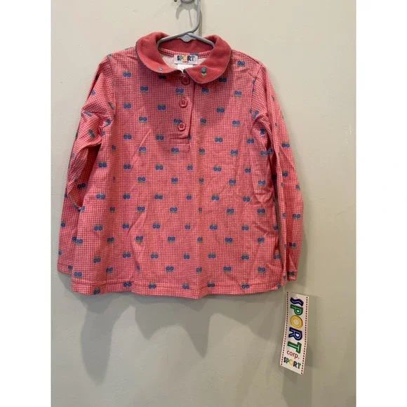 NWT Vintage Girls Toddler Sport Corp. Floral Collared Polo Size Large‎