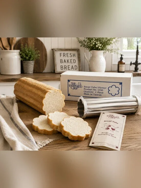 Vintage Pampered‎ Chef Flower Bread Tube Baking Mold #1550 w/ Recipe Book & Box