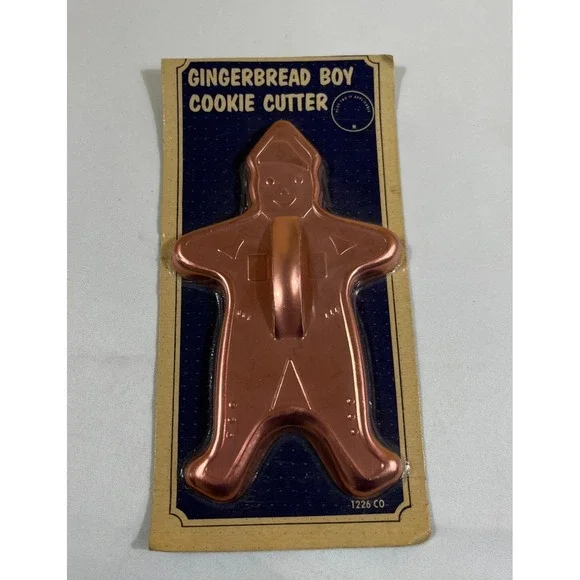 Vintage Copper Gingerbread Boy Cookie Cutter with Handle Metal 7