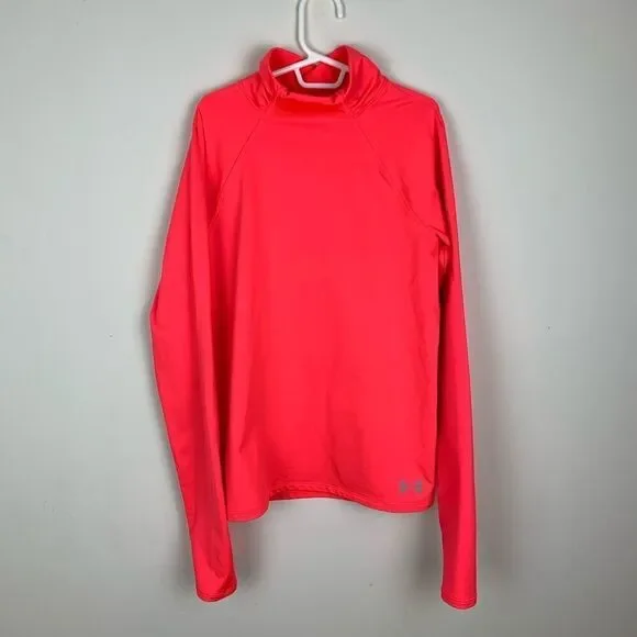 Under Armour Orange Youth Fitted Coldgear ‎ Shirt Sz Lg