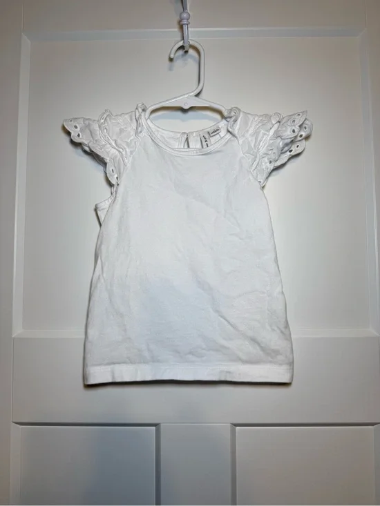 Janie and Jack White Eyelet Flutter Sleeve Tank Top 100% cotton