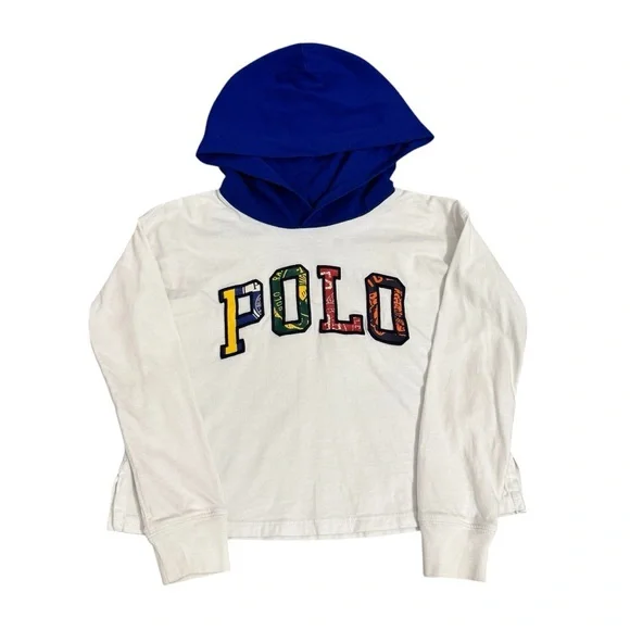 KIDS' EMBROIDERED COTTON SWEATER IN DECKWASH WHITE SZ 5