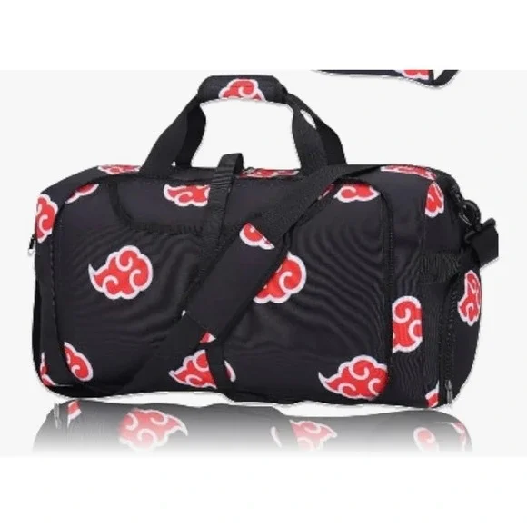 Naruto Akatsuki Anime Foldable Duffel Gym Bag Black Red Clouds 55L Extra Large