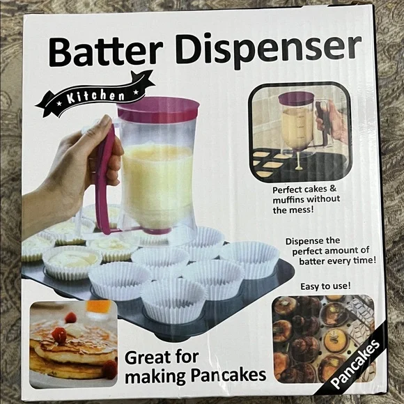 Batter Dispenser with Pink Lid New in box. Holds 4 cups