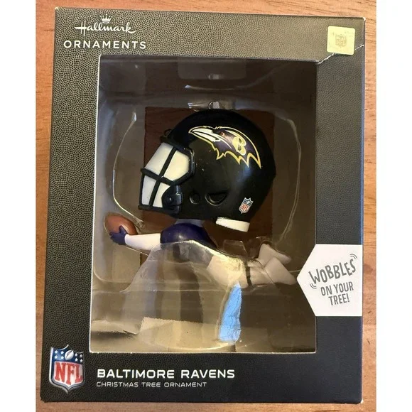 Hallmark NFL Baltimore Ravens‎ Bouncing Buddy Diving Catch Bobble Ornament New