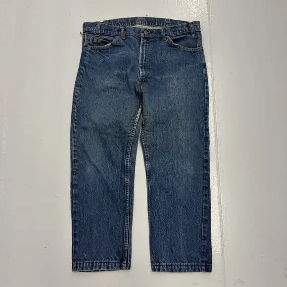 Vintage 80s Levi's 505 Blue Regular Orange Tab Jeans 36x26