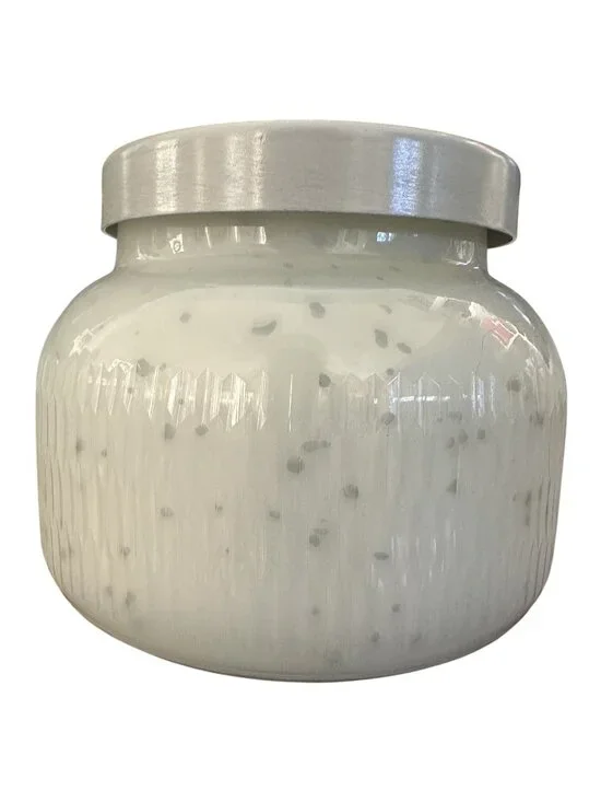 Capri Blue Empty Candle Jar 19oz Holiday Mercury Glass Lid White Anthro DIY
