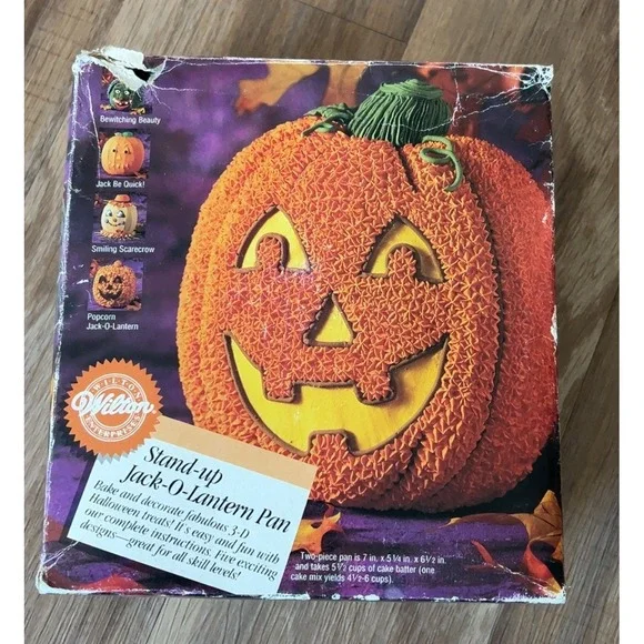 Vintage Wilton Halloween Stand Up Jack-O-Lantern pumpkin witch cake pan 3D