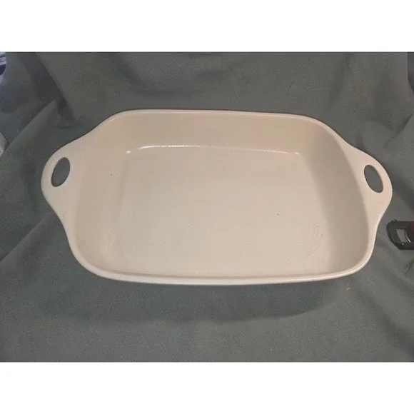 CorningWare Creations Stoneware 9x13 Baking Dish Sand Cream Tan Rectangular Pan