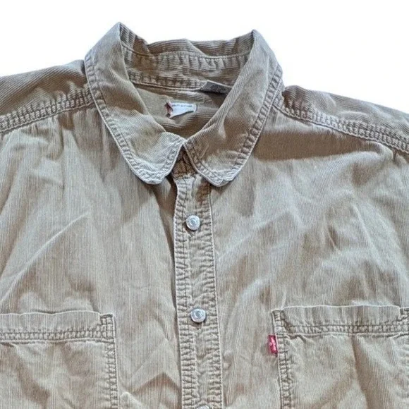 Levi's Corduroy Shirt Mens XL Tan Khaki Long Sleeve Button Down Workwear Casual