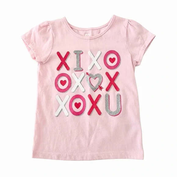 ⚡️5/$20⚡️ Valentine’s Day Pink Kids Tee with XOXO Pattern | Girls 2T