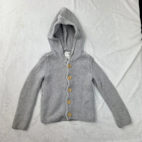 Little Planet by Carter's Organic Toddler 2T Gray Hooded Cardigan Excellent