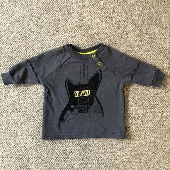 NIRVANA Baby Graphic Tee Charcoal Long Sleeve Band Top