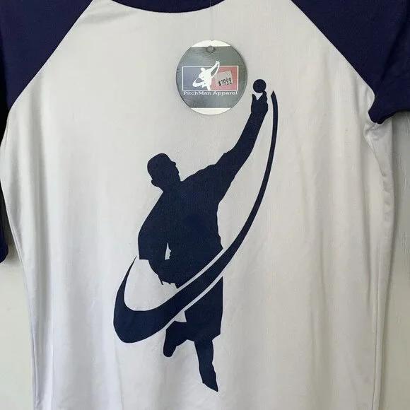 Pitchman Apparel Boy Teen Small Tshirt 3/4 Sleeve Baseball Training NWT