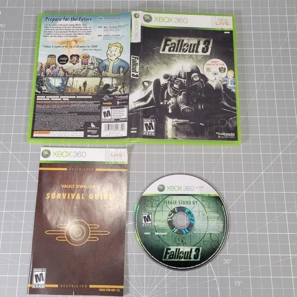 Fallout 3 Video Game Xbox 360 Bethesda Complete w/ Survival Guild Manual