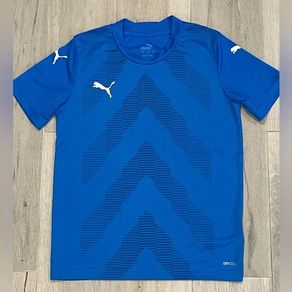 Puma DryCELL Blue Athletic Shirt Boys Small Performance Training Tee