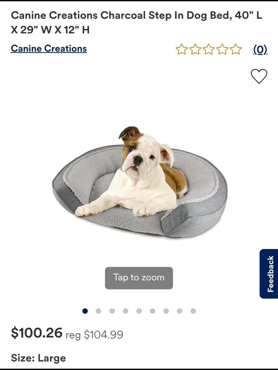 Charcoal Step-In Dog Bed – Large, Gray
