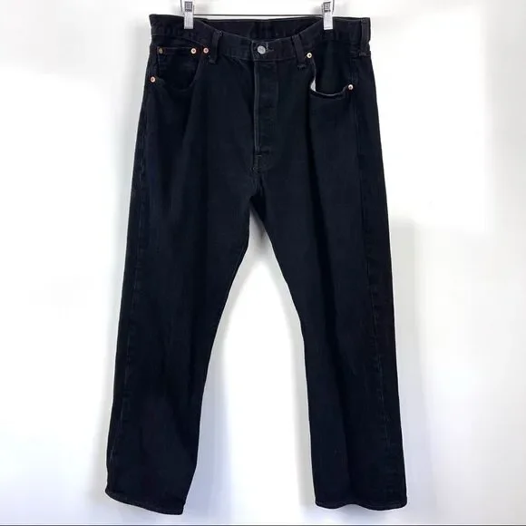 Levi's Classic 501 Straight Leg Jeans Black Button Fly Men's Size 40x30
