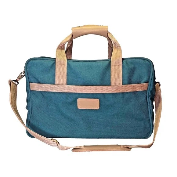 BOYT Duffle Bag Green Canvas Tan Leather Travel Carry On‎ Made In USA Iowa