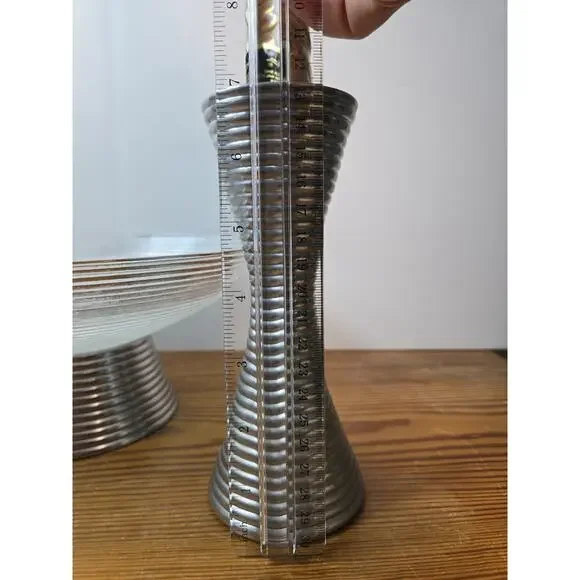 Party Lite Pair of Solid Aluminum Candle Stick Holders Orbit P0596