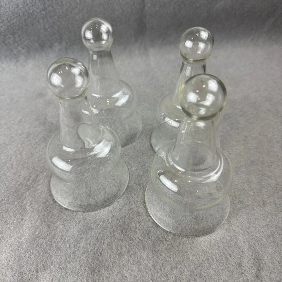 Vintage Set of 4 Clear Glass Smoke Bell Cloches 4.5