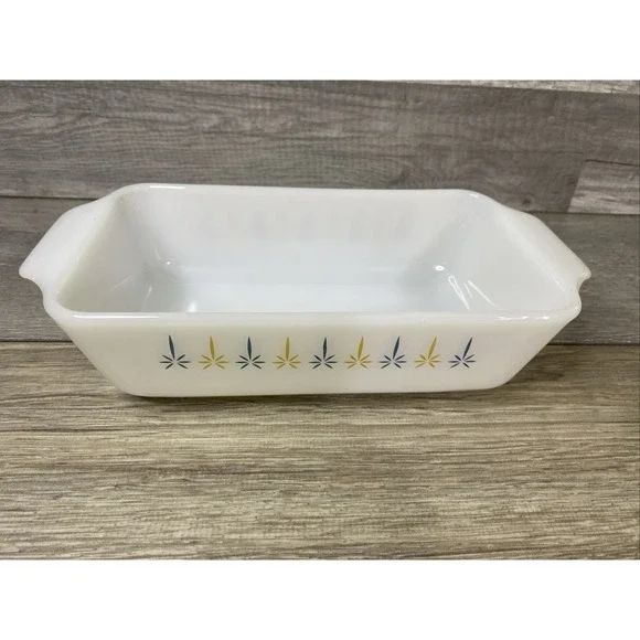 Fire-King Loaf Pan Unisex OS White Good Atomic Starburst Milk Glass MCM USA