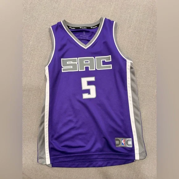 NBA Sacramento Kings De’Aaron Fox #5 Youth Medium Purple Fanatics‎ Jersey