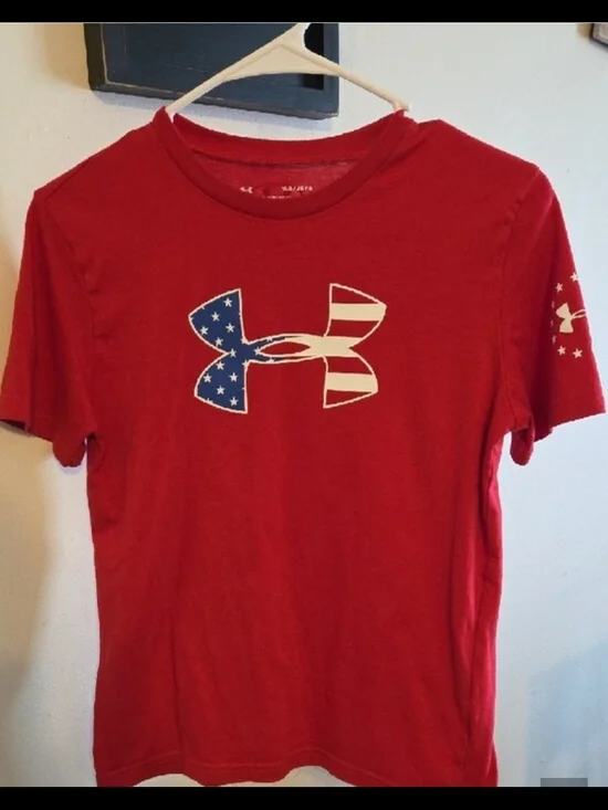 Under Armour Red Tee with American Flag Logo