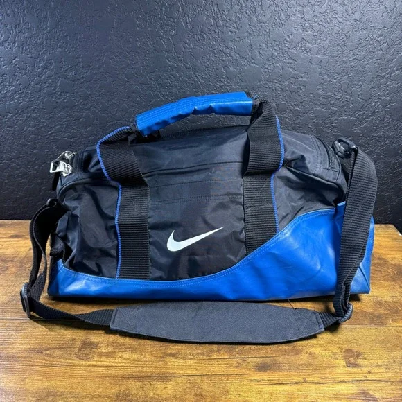 Nike Team Training Black Blue Synthetic Duffel Bag Unisex Medium