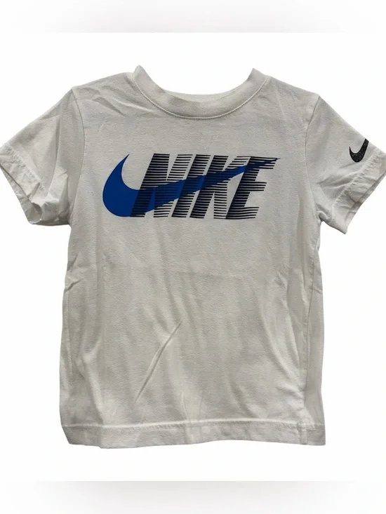 Nike White Short-Sleeve Tee with Blue Logo