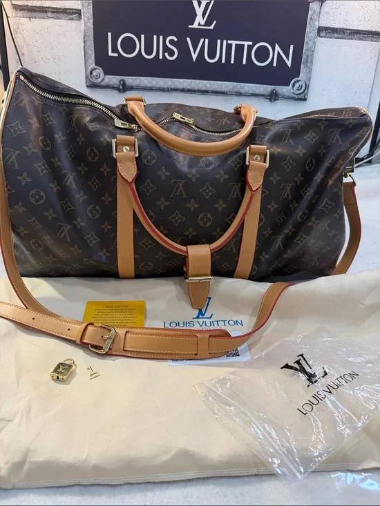 Brown Monogram Duffel with Tan Trim