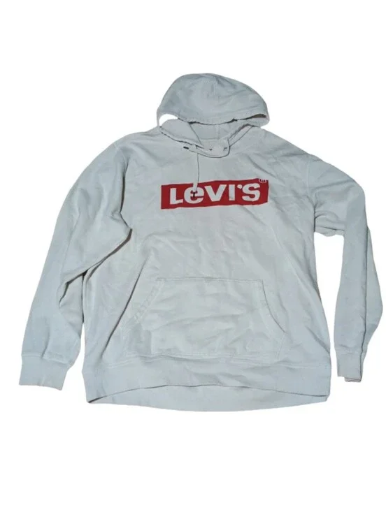 Levi's White Hoodie with Red Logo - Men's Pullover