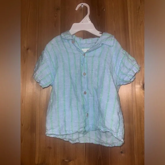 Zara Boys 100% Linen Button Down Size 18-24 Months