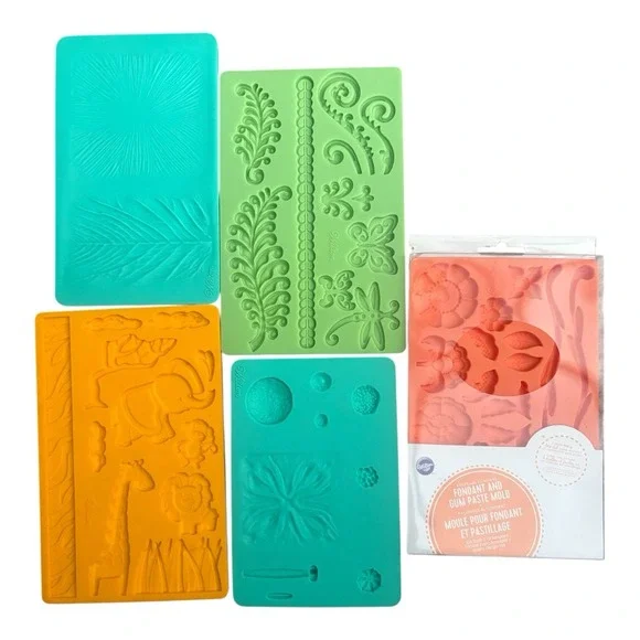 Wilton Silicone Fondant Gum Paste Mold Cake‎ Decorating Lot of 5 Leaves & Jungle