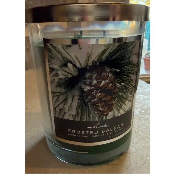Hallmark Frosted Balsam Scented Soy Blend Candle‎ 3 Lead Free Wicks Large