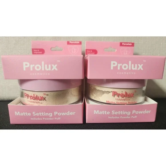 PROLUX Cosmetics Matte Setting Powder With Puff ~ Porcelain (2) ‎ New