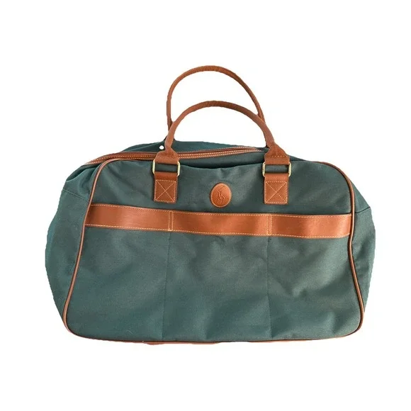 Vintage Polo Ralph Lauren Weekender Green Cabvas Classic Duffle Bag Travel
