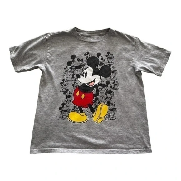 𝅺disney casual Red Mickey Mouse gray T-shirt Girls M (8)