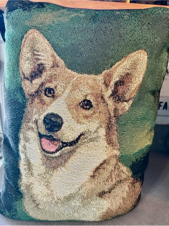 Green Pembroke Corgi Dog Decorative tapestry Throw Pillow