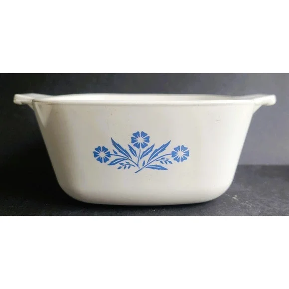 Vintage Corning Ware Blue Cornflower Casserole Dish White Square Baking Pan