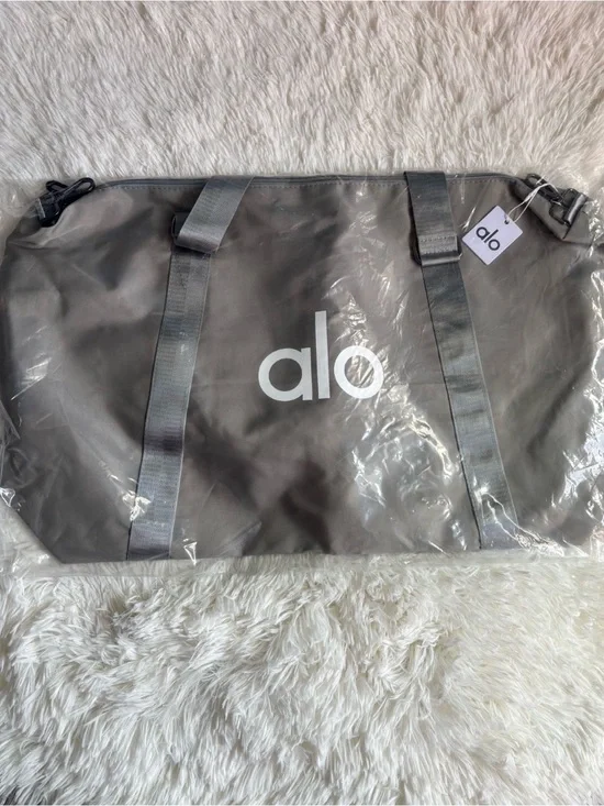 ALO Yoga Men's Gray Duffel Bag with White Logo